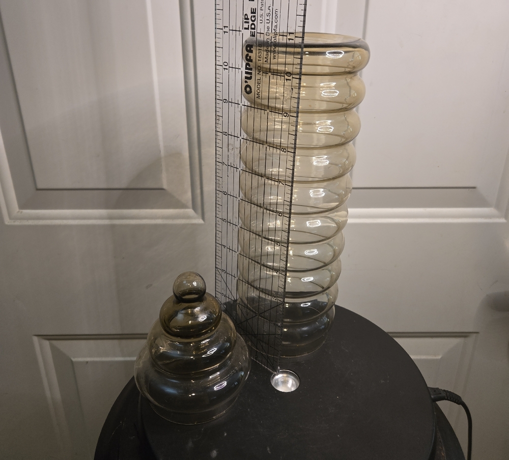 Holmegaard Primula Smoke Glass Lidded Apothecary Jar Spiral Vase Set Of 2 - Picture 2 of 15